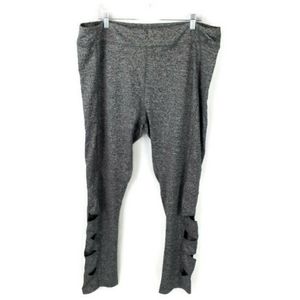 Zone Pro Heathered Black Gray Active Leggings Womens Plus Size 3X